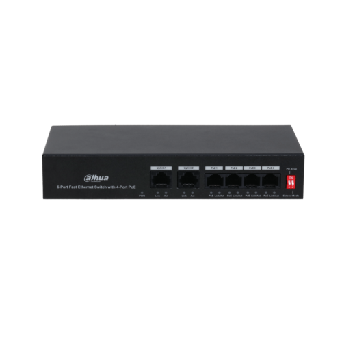 Dahua PFS3006-4ET-36 4 poort 802.3af/at PoE switch met 2 uplink poorten en 250m PoE bereik