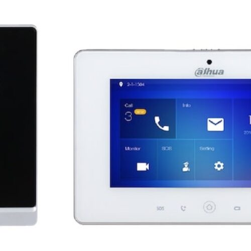 Dahua KTW01 complete IP video deurbel intercom kit met VTO2211G-WP en VTH5221DW-S2 inclusief 12VDC voedingen