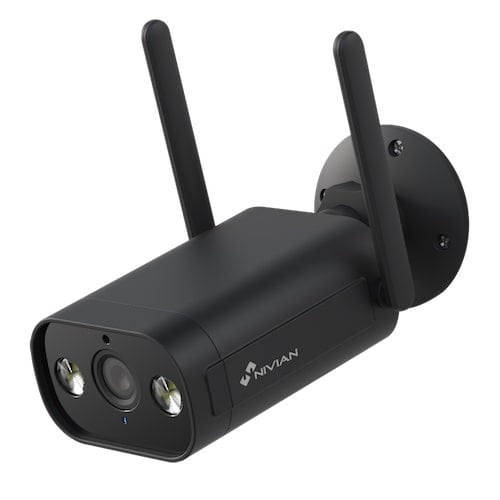 Nivian NVS-IPC-02B-L Full HD 3MP zwarte WiFi bullet voor buiten met IR nachtzicht, wit licht, microSD en 2-weg audio op Tuya app