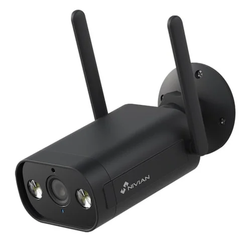 Nivian NVS-IPC-02B-L Full HD 3MP zwarte WiFi bullet voor buiten met IR nachtzicht, wit licht, microSD en 2-weg audio op Tuya app
