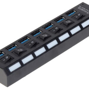 WL4 USB-HUB-7 universele 7 poorts USB 3.0 hub / oplader met 7 schakelaars