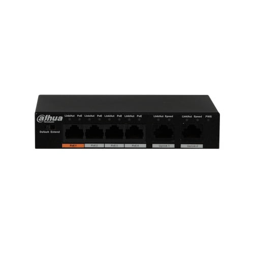 Dahua PFS3006-4ET-60 4 poort 802.3af/at PoE en Hi-PoE switch met 2 uplink poorten en 250m bereik