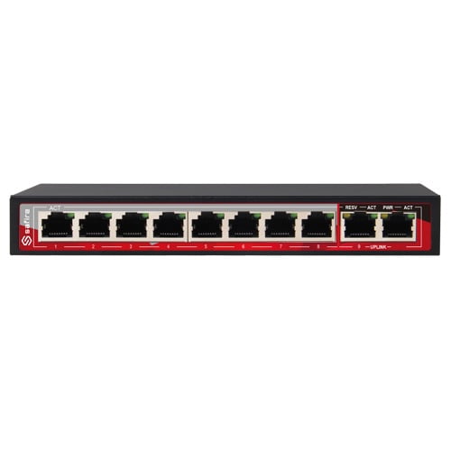 Safire SF-SW1008POE-96 switch met 8 x POE 802.3at/af 96Watt en range extender tot 250 meter VLAN