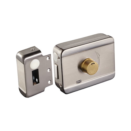 YLI ABK-703B elektrisch gemotoriseerd zelfsluitend RVS oplegslot met LED en dubbele cylinder