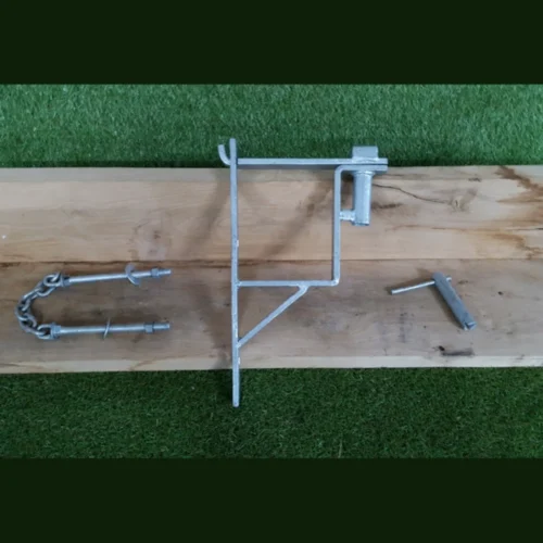 WL4 HSB08 Slagboomsluiting set inclusief sleutel en pen voor houten palen van 150×125 MM in verzinkte uitvoering