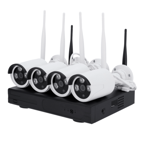 Nivian KIT830W bewakingscamera plug en play set wit met 4x 3MP WiFi bullet camera’s, 8 kanaals Netwerk Video Recorder