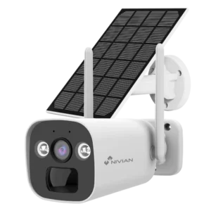 Nivian NV-CAM01-SOLAR4G Full HD 3MP 4G bullet camera voor buiten met accu, IR nachtzicht, wit licht, microSD en 2-weg audio en gratis applicatie