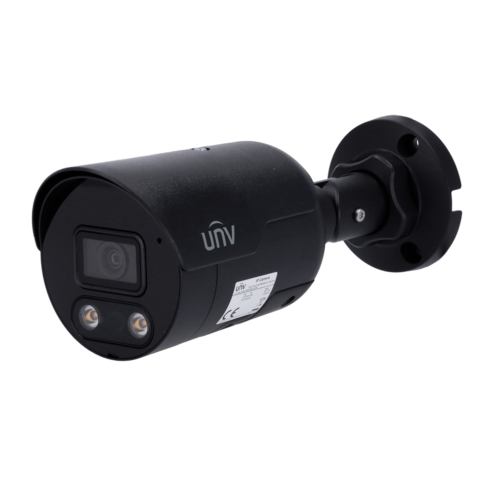 Uniview IPC2124LE-ADF28KMC-WL-B-WebStore4 Uniview IPC2124LE-ADF28KMC-WL-B Full HD 4MP Colorhunter buiten bullet camera met 2.8 mm lens, 30m IR en wit LED, WDR, PoE, MicroSD, ingebouwde microfoon en speaker