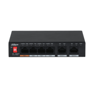 Dahua PFS3006-4ET-60-V2 4 poort 802.3af/at PoE en Hi-PoE switch met 2 uplink poorten en 250m bereik
