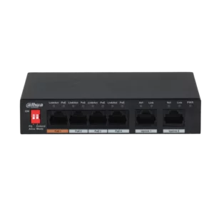 Dahua PFS3006-4ET-60-V2 4 poort 802.3af/at PoE en Hi-PoE switch met 2 uplink poorten en 250m bereik