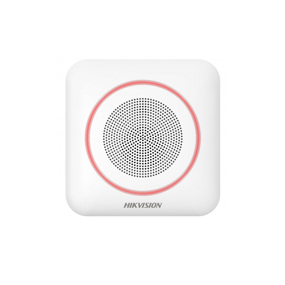 Hikvision DS-PS1-II-WE (RED)-WebStore4 Hikvision DS-PS1-II-WE (RED) AX PRO draadloze binnen sirene met Twee-weg audio en rode LED