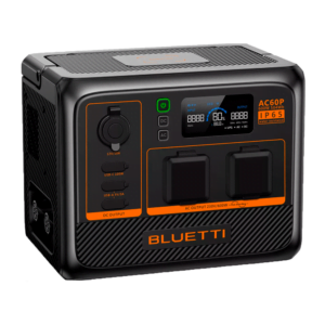 BLUETTI AC60P draagbare accu 504Wh met 12V uitgang, twee 230VAC uitgangen en drie USB poorten en gratis applicatie