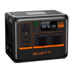 BLUETTI AC60P draagbare accu 504Wh met 12V uitgang, twee 230VAC uitgangen en drie USB poorten en gratis applicatie