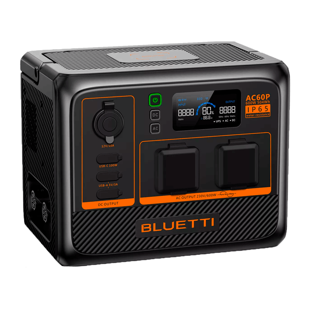 BLUETTI AC60P-WebStore4 BLUETTI AC60P draagbare accu 504Wh met 12V uitgang, twee 230VAC uitgangen en drie USB poorten en gratis applicatie
