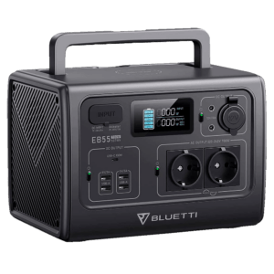 BLUETTI EB55 draagbare accu 537Wh met twee 12V uitgangen, twee 230VAC uitgangen en vijf USB poorten