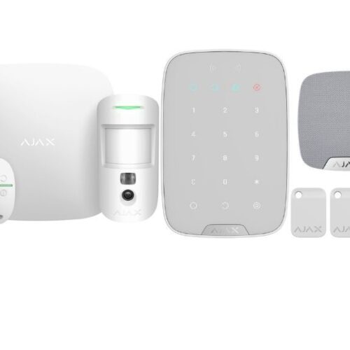 Ajax Kit Wit met Hub 2 PLUS, MotionCam PhOD, KeyPad PLUS, DoorProtect PLUS, HomeSiren, SpaceControl en tags