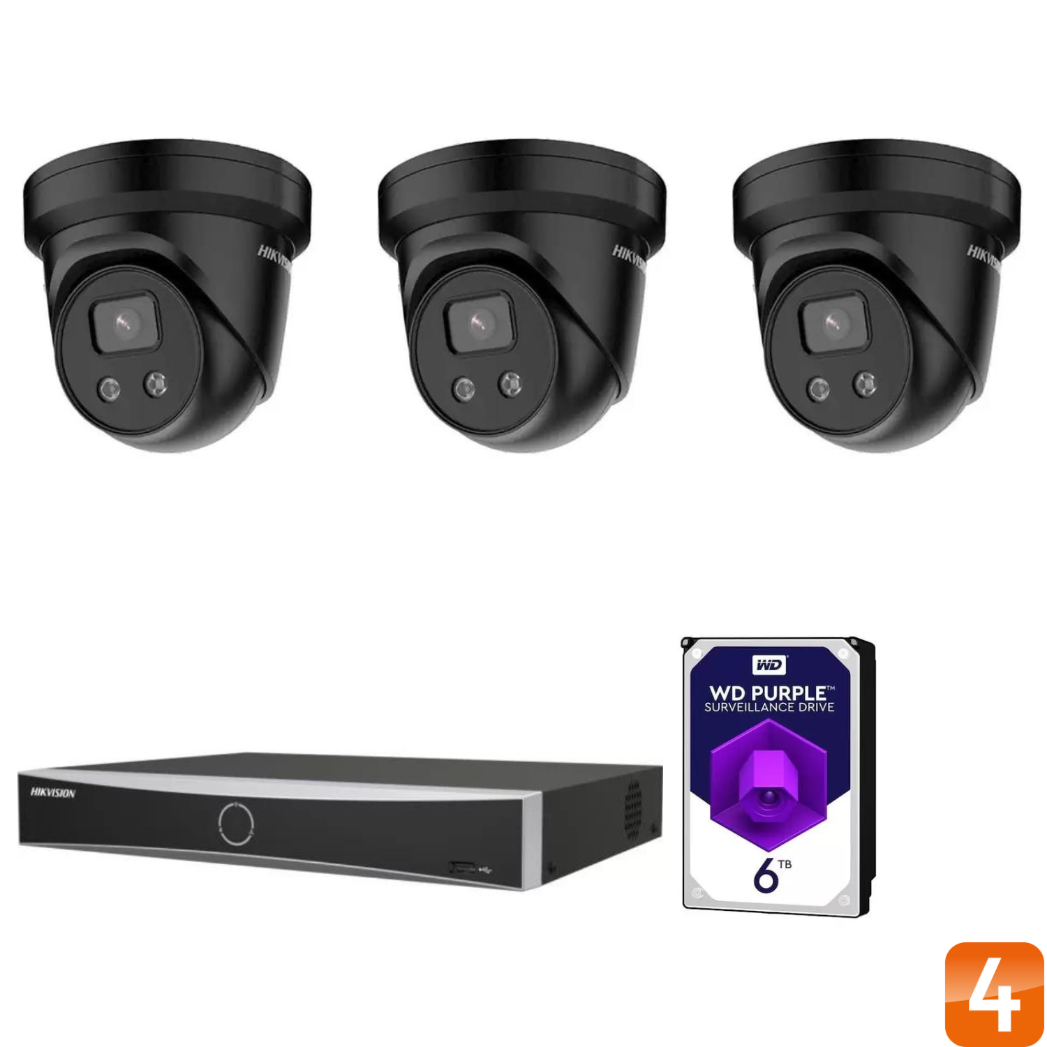 Hikvision kit turret Black 3 Hikvision kit turret Black 3