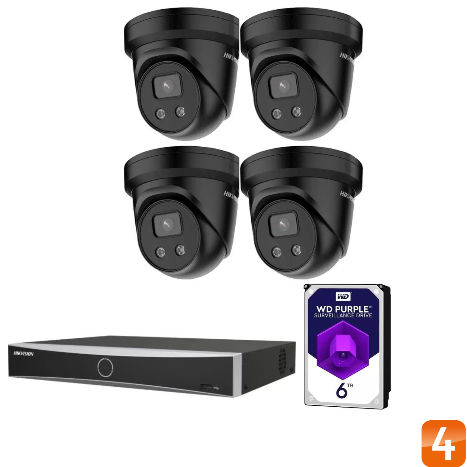 Hikvision kit turret Black 4 Hikvision kit turret Black 4