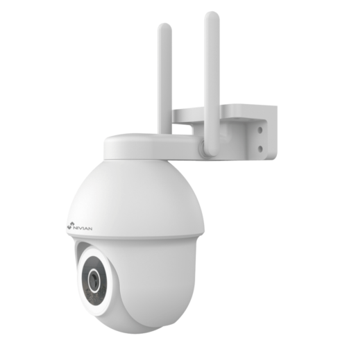 Nivian NVS-IPC-0S3 Full HD 4MP witte Wi-Fi PT full color camera voor buiten met IR nachtzicht, auto tracking, microSD en 2-weg audio op Tuya app